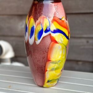 Multi color studio art glass vase